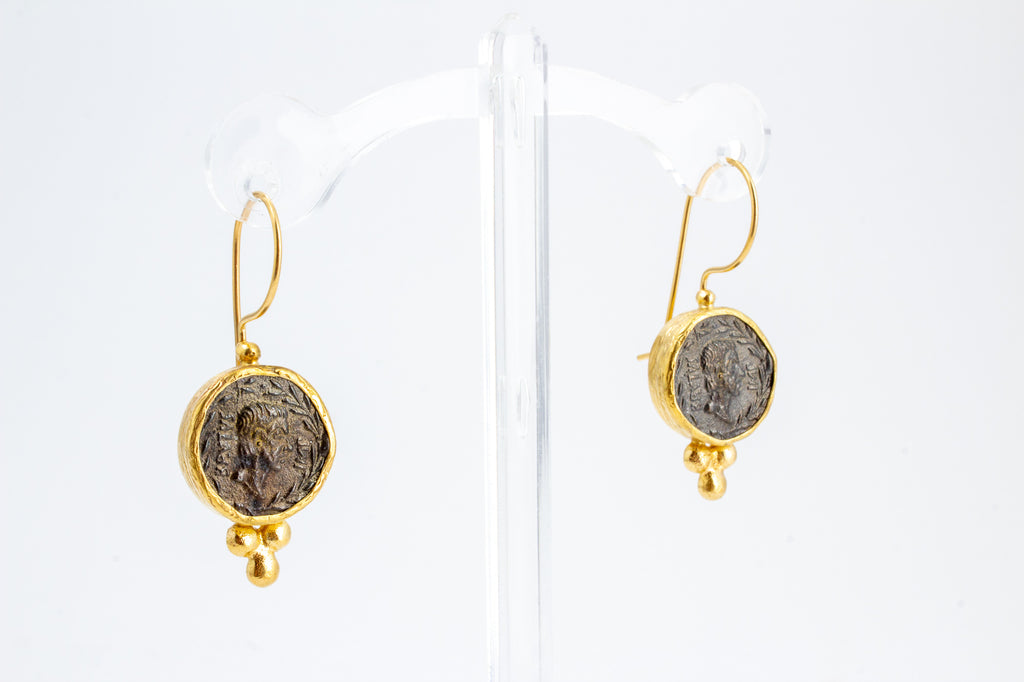Zales Brushed Coin Drop Earrings in 14K Gold | Hamilton Place